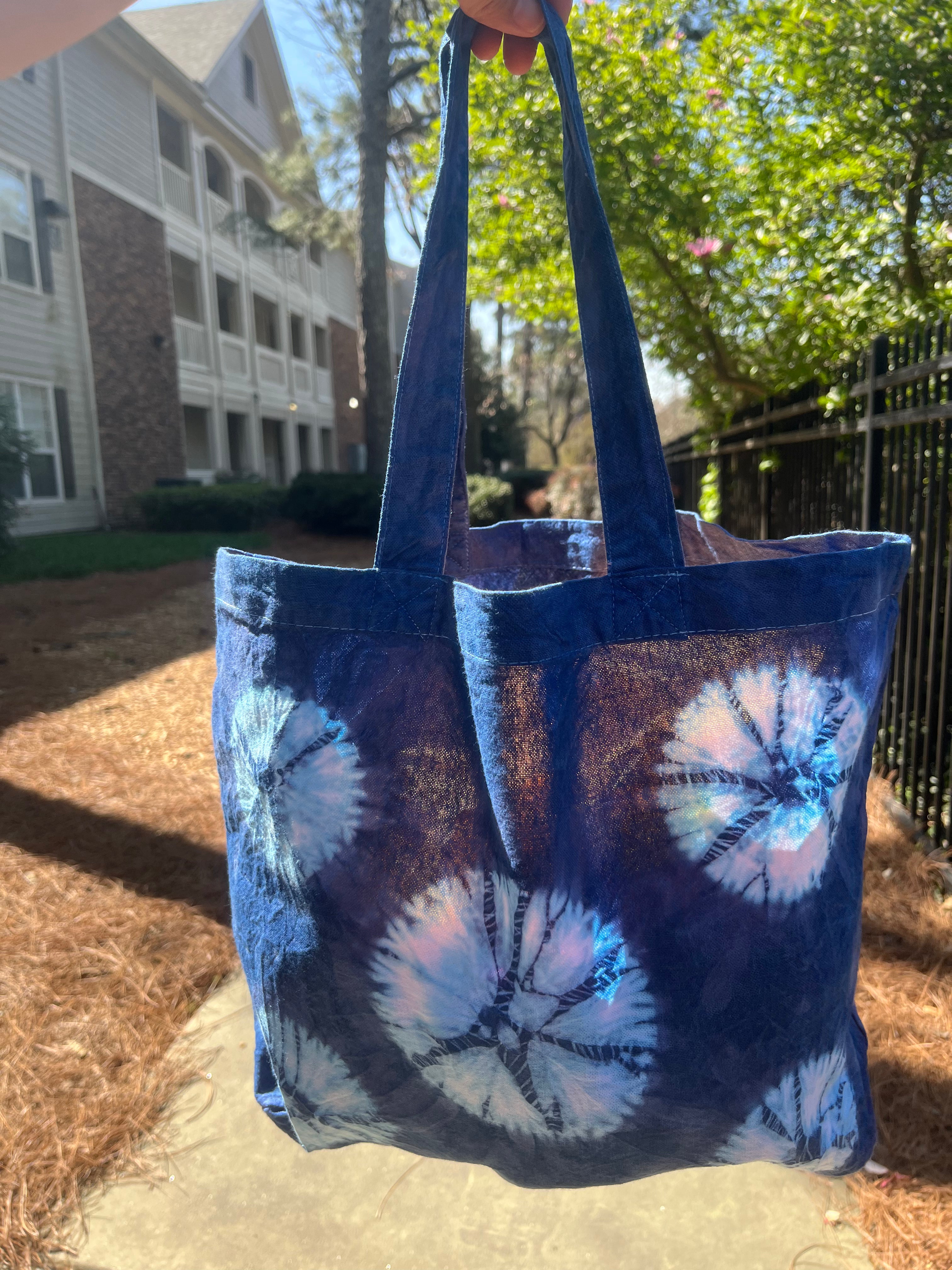 Indigo Five Circle Shibori Day Tote Bag