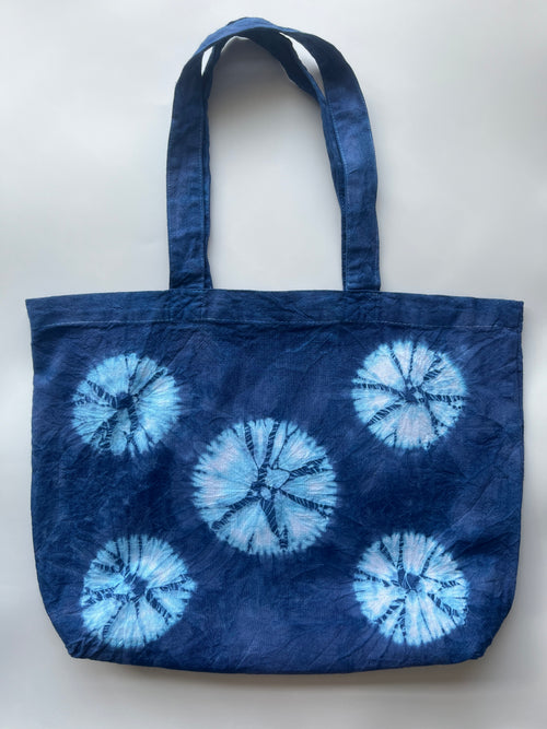Indigo Five Circle Shibori Day Tote Bag