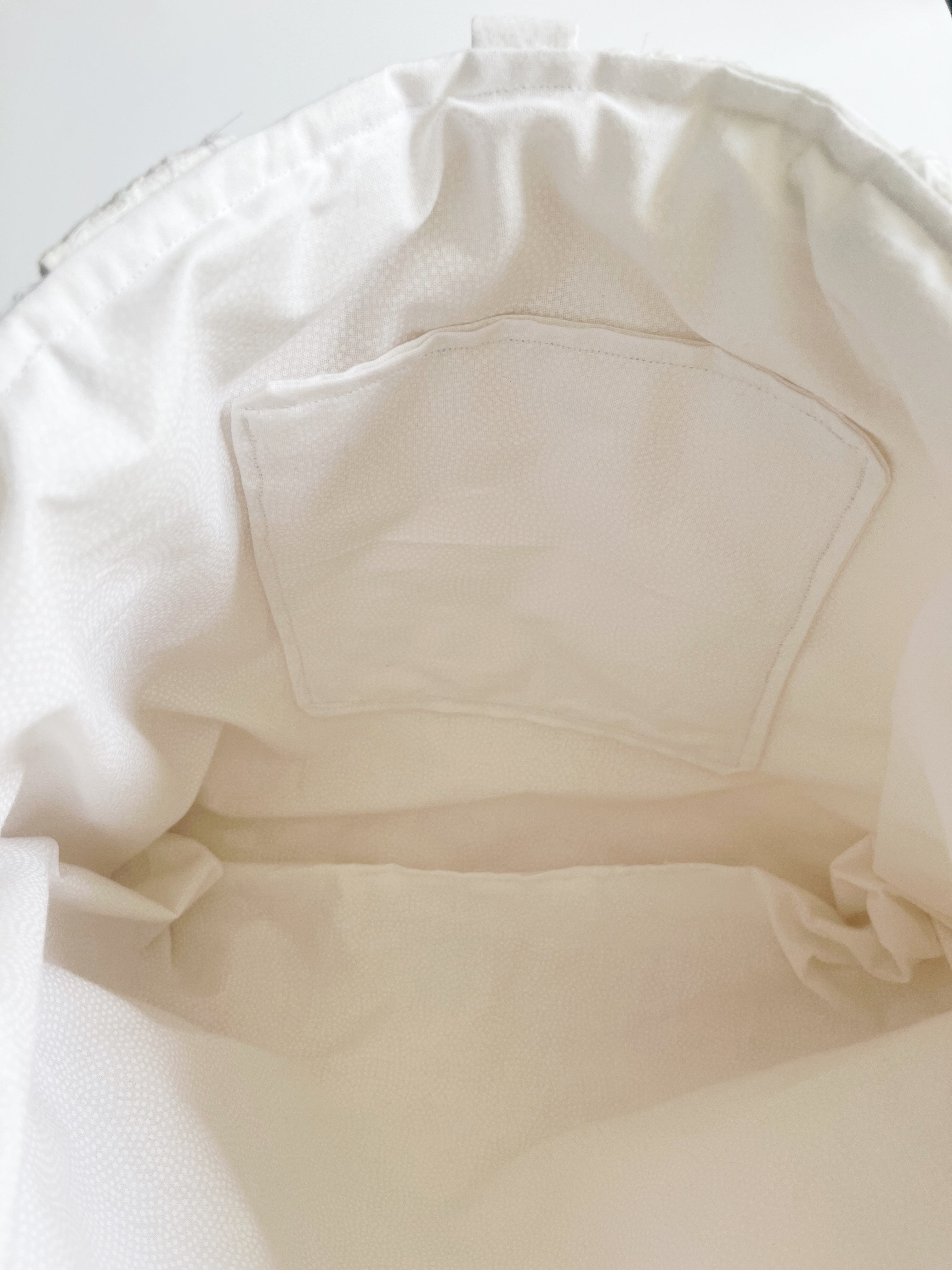 White Quilted Tote Bag with Diamond Pattern