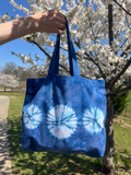 Indigo Three Circles Shibori Day Tote Bag