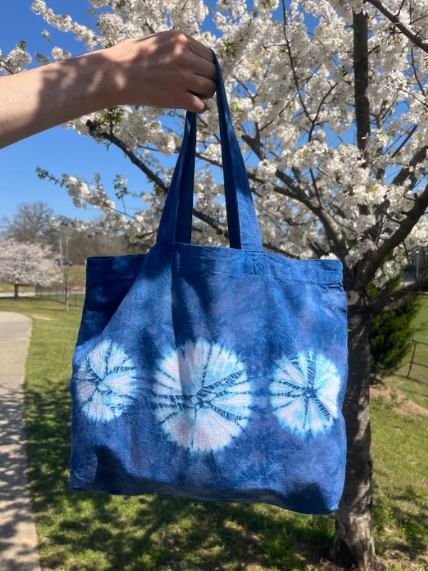 Indigo Three Circles Shibori Day Tote Bag